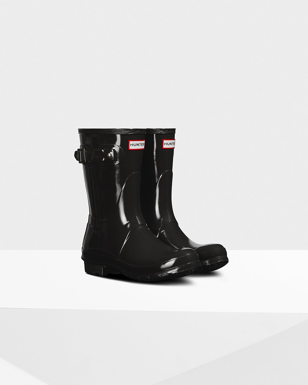 Botas de Lluvia Cortas Hunter Mujer - Original Gloss - Negros - UQSXELO-69